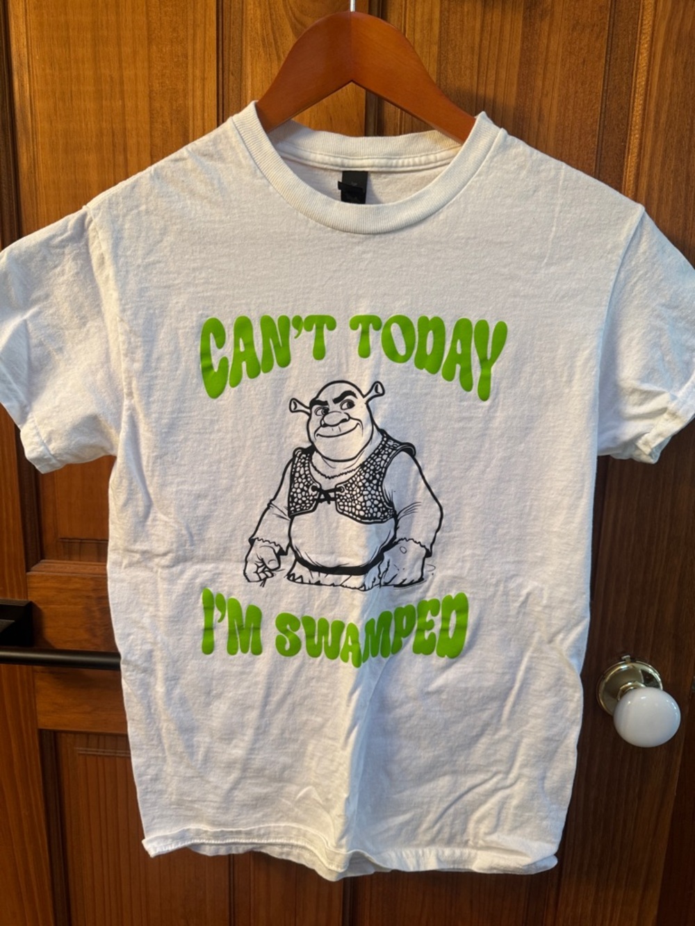 Gag Shirt: 'Can't Today I'm Swamped' Shrek Graphic